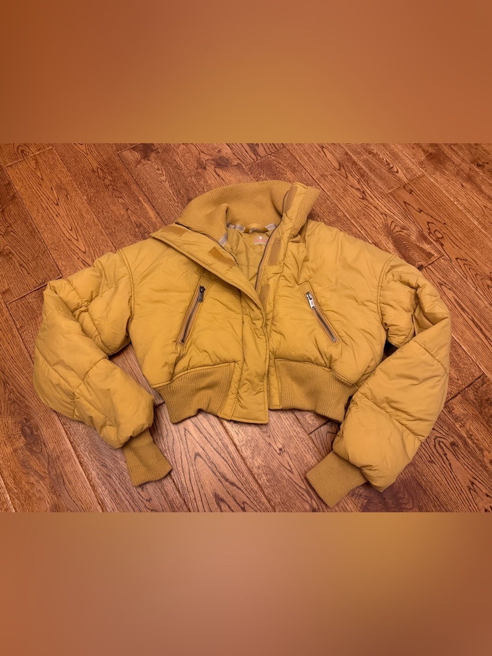 FP Movement by Free People Cropped Mustard Puffer Jacket - Picture 7 of 9